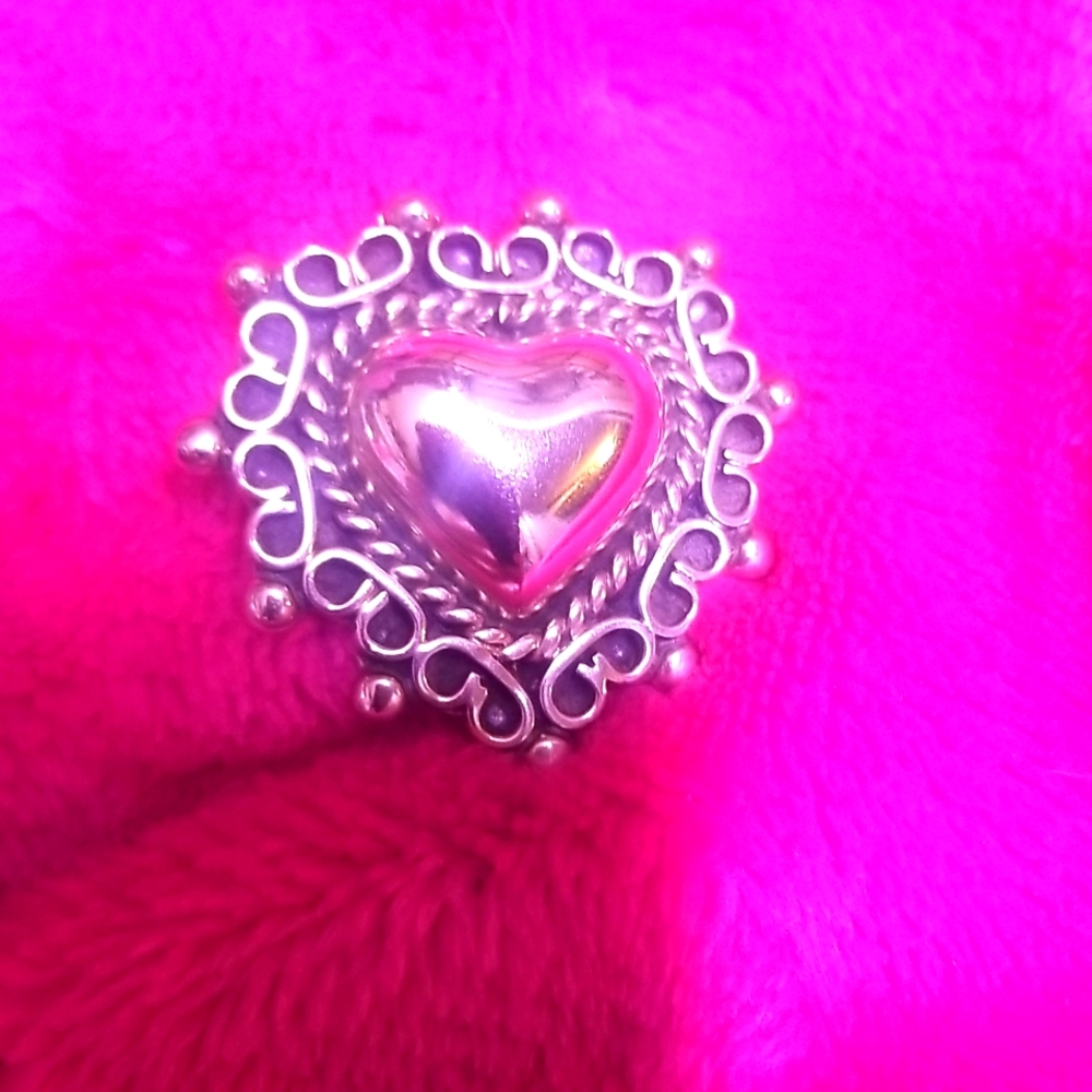 Mexican solid sterling silver heart pendant necklace